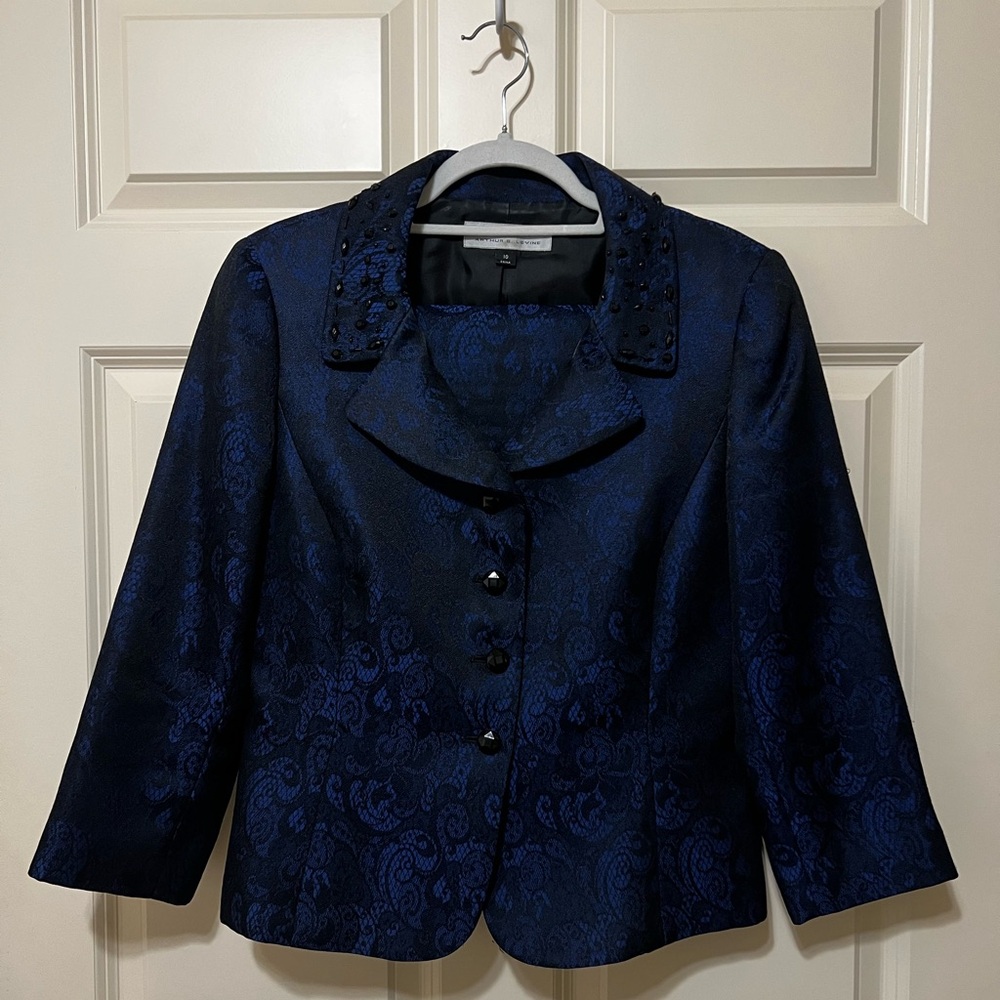 Tahari Jeweled Royal Blue Skirt Suit *TAILORED—SEE DESCRIPTION FOR MEASUREMENTS*